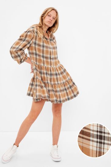 Buy Gap Plaid Tiered Mini Dress from the Gap online shop