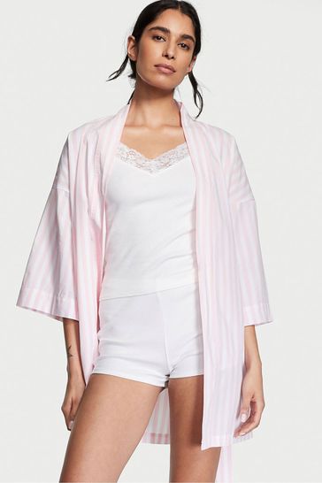 Victoria's Secret Pretty Blossom Bold Stripe Pink Cotton 3 Piece Pyjama Set