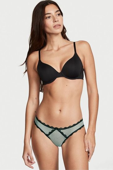 Victoria's Secret Sage Dust Green Cheeky Lace Trim Cheeky Knickers