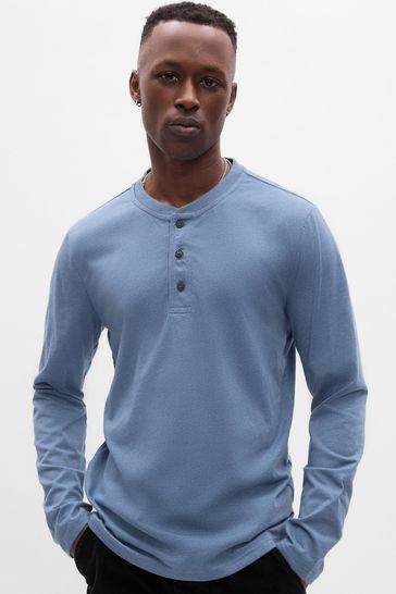 Buy Gap Everyday Soft Henley Long Sleeve T-Shirt from the Gap