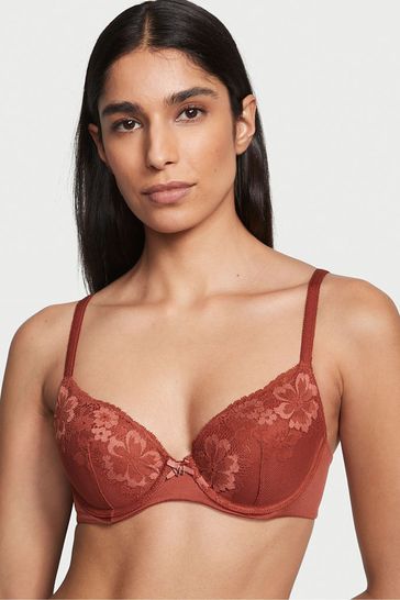 Victoria's Secret Clay Brown Lace Lightly Lined Demi Bra
