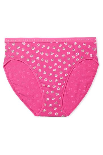 Victoria's Secret Summer Pink Ditsy Daisy Stretch Cotton High Leg Brief Knickers