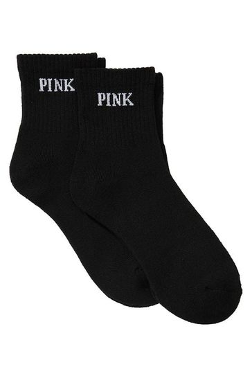 Victoria's Secret PINK Pure Black Quarter Sock 2 Pack