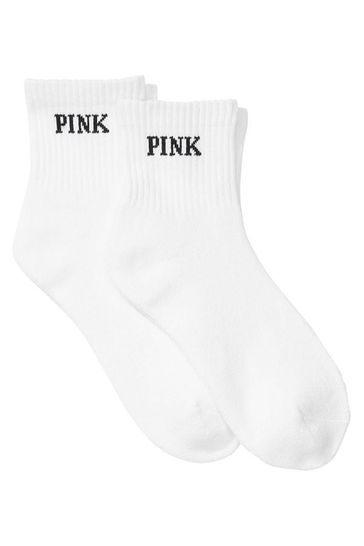 Victoria's Secret PINK Optic White Quarter Sock 2 Pack