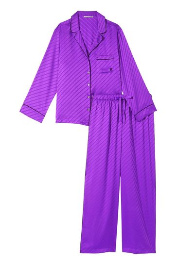 Victoria's Secret Violetta Purple Satin Long Pyjamas