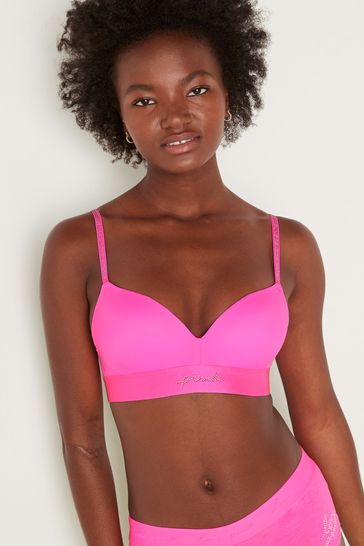 Victoria's Secret PINK Radiant Rose Pink Shine Non Wired Push Up Smooth T-Shirt Bra