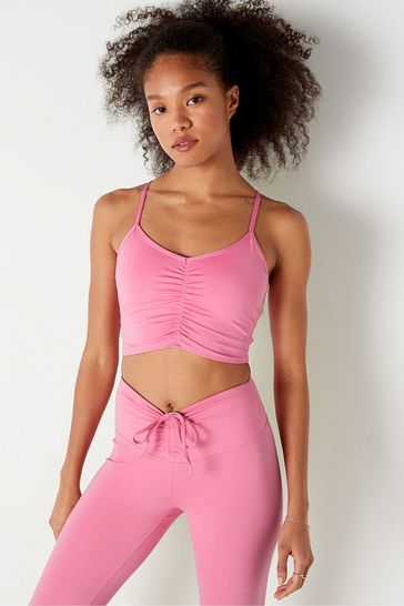Victoria's Secret PINK Dreamy Pink Ruched Lightly Lined Low Impact Sports Bra