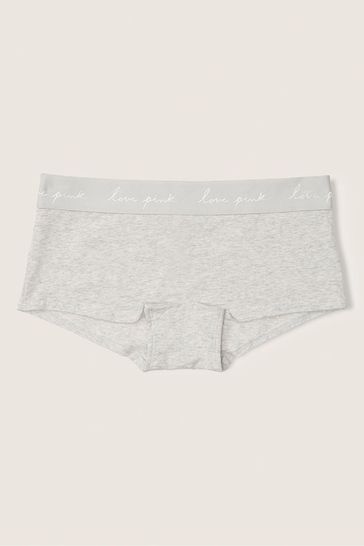 Victoria's Secret PINK Heather Stone Grey With Graphic Cotton Logo Short Knickers
