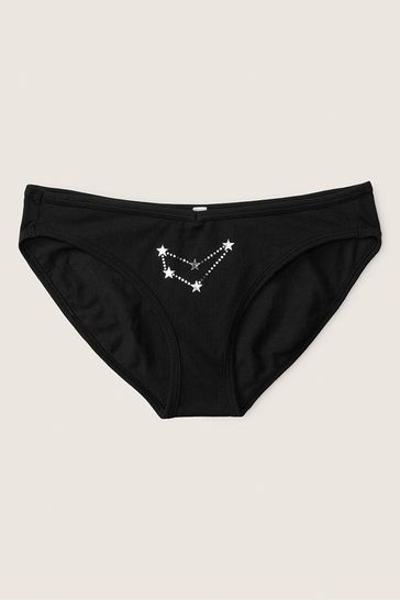 Victoria's Secret PINK Capricorn Black Astrology Cotton Bikini Knickers