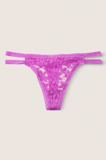Victoria's Secret PINK House Party Purple Lace Thong Knickers