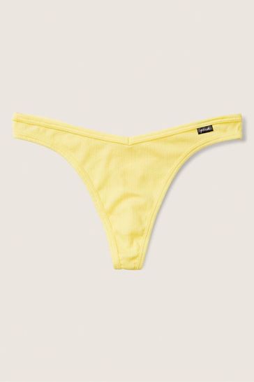 Victoria's Secret PINK Tulip Yellow Cotton Thong Knickers