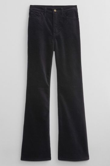 Gap Black High Waisted 70s Flare Velvet Trousers