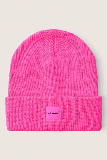 Victoria's Secret PINK Atomic Pink Rib Beanie Hat
