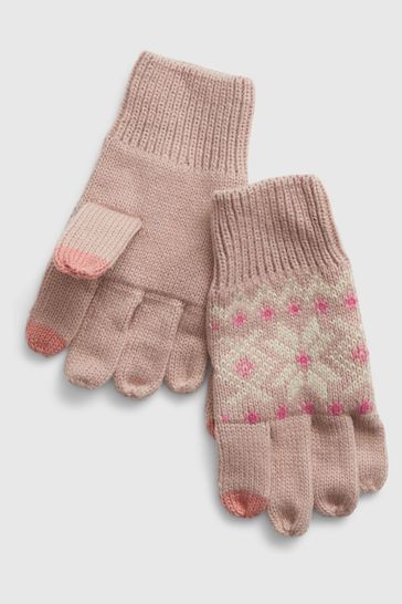 Gap Pink Fair Isle Gloves