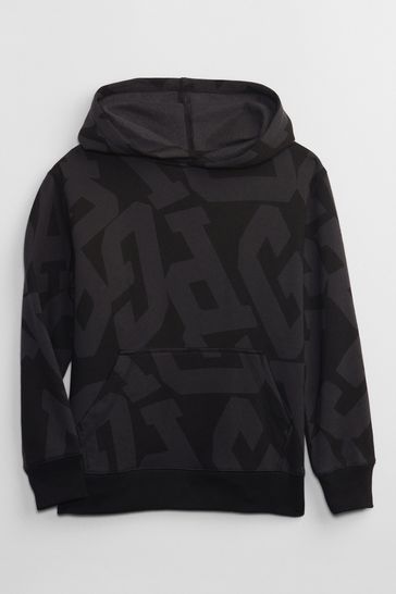 Gap Black All Over Logo Hoodie