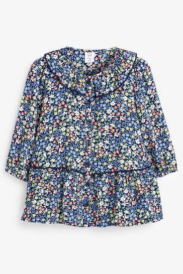Buy Gap Floral Ruffle Tiered Round Neck Long Sleeve Dress from the