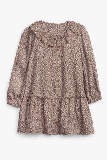 Round neck ruffled sleeves floral dress hotsell
