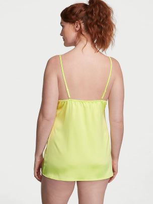 Neon yellow slip sales dress