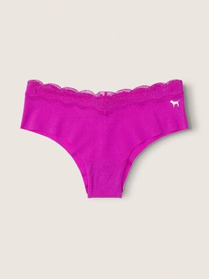 Victoria s Secret PINK Dahlia Magenta Purple Cheeky Lace Trim No Show Knickers