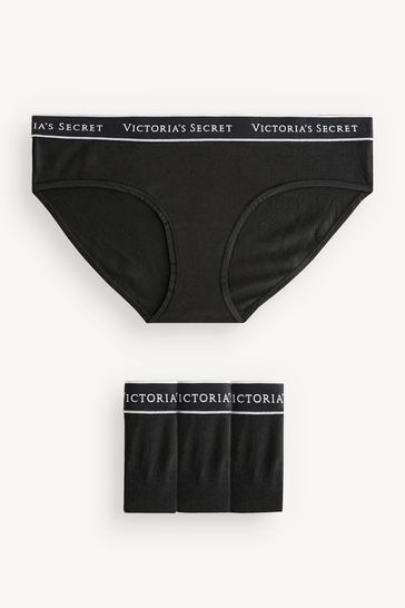 Victoria's Secret Black Hipster Logo Multipack Knickers