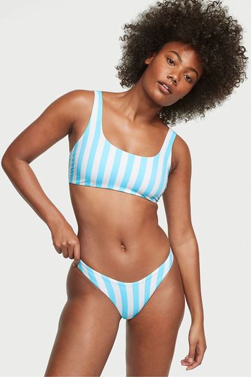 Victoria's Secret Aqua Blue Cabana Stripe Non Wired Swim Bikini Top