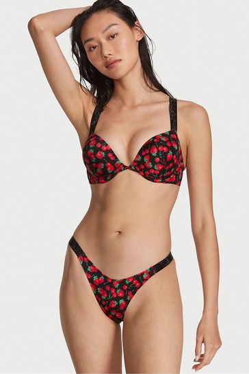 Victoria's Secret Black Sweet Berries Thong Swim Bikini Bottom