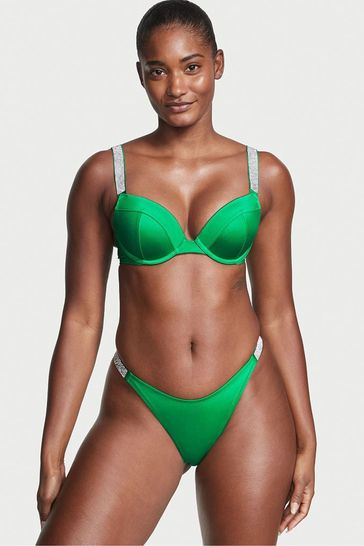 Victoria's Secret Verdant Green Brazilian Shine Strap Swim Bikini Bottom