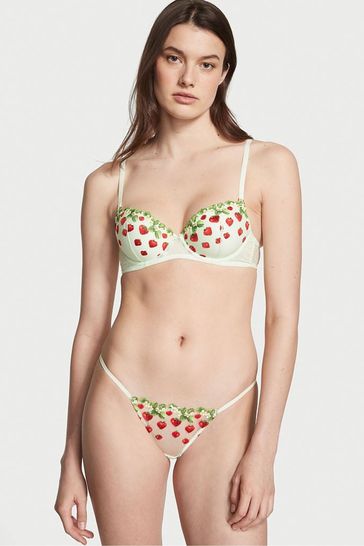 Victoria's Secret Green Strawberry Dolce Cheeky Strawberry Embroidered Knickers