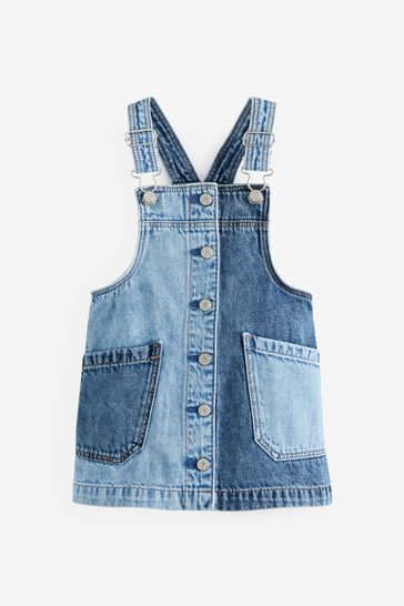 PATCHWORK DENIM DRESS - Blue