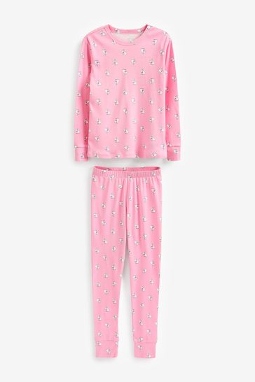 Gap Pink Organic Cotton Bunny Print Long Sleeve Pyjamas