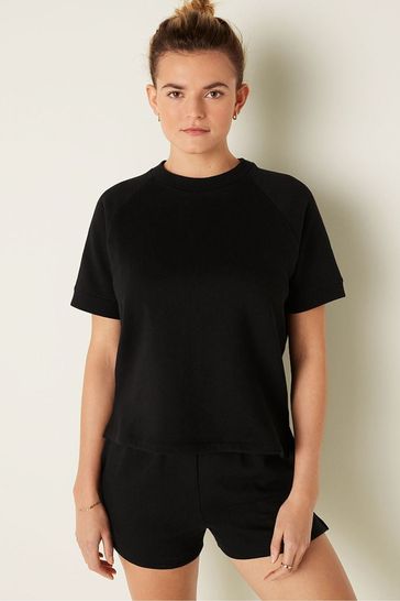 Victoria's Secret PINK Pure Black Short Sleeve Oversized Crew Neck T-Shirt
