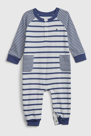 Gap Blue Stripe Footless Baby Sleepsuit