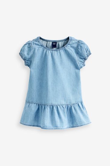 Gap Blue Chambray Short Sleeve Dress