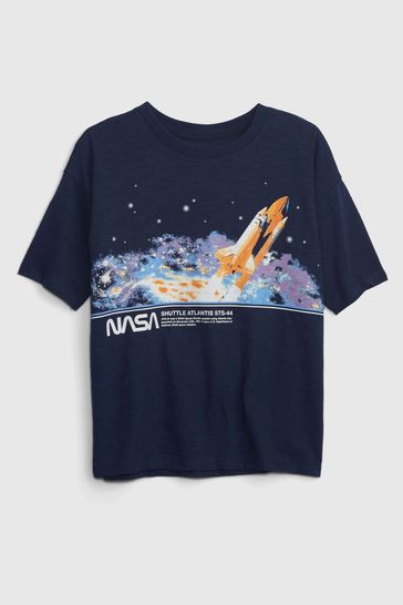 Gap Blue NASA Grpahic Short Sleeve T Shirt