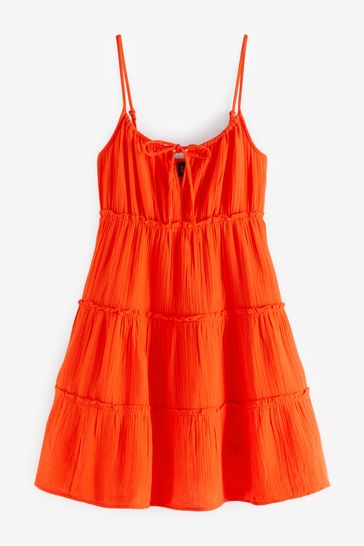 Buy Gap Crinkle Gauze Tiered Sleeveless Mini Dress from the Gap