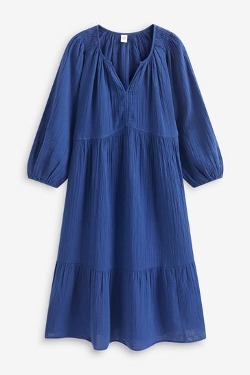 Round neck shop long gauze dress