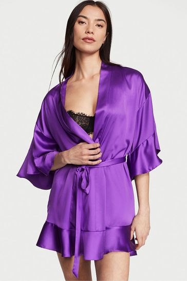 Victoria s Secret Violetta Purple Satin Flounce Satin Robe
