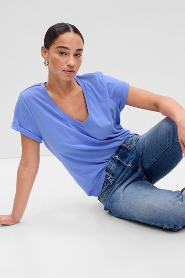 Buy Gap Organic Cotton Vintage Short Sleeve V-Neck T-Shirt from the Gap ...