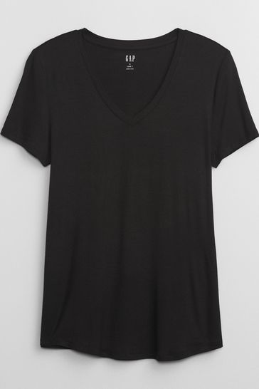 Buy Gap Luxe Short Sleeve V-Neck T-Shirt from the Gap online shop