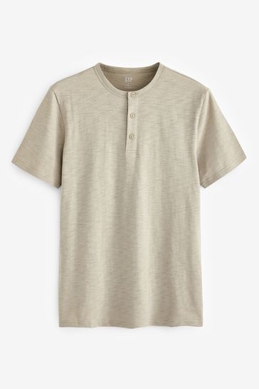 Gap Beige Lived In Henley Short Sleeve T Shirt
