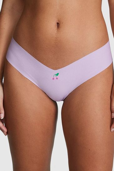 Victoria's Secret PINK Pastel Lilac Purple Cherry No-Show Thong Knickers