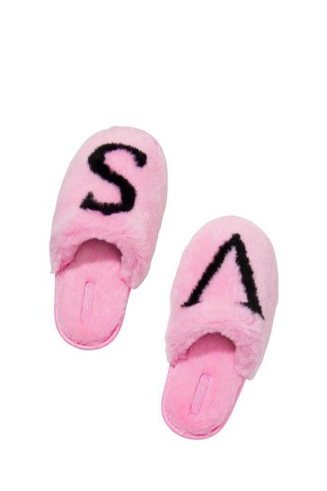 Pink fluffy slides sales victoria's secret