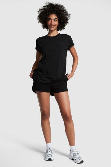 Victoria's Secret PINK Pure Black Radiate Positivity Short Sleeve Slub T-Shirt