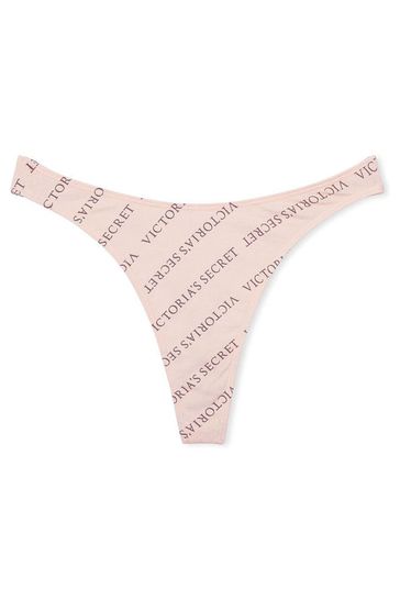 Victoria's Secret Purest Pink Logo High Leg Scoop Thong Knickers