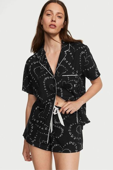 Victoria's Secret Black Swirl Hearts Short Pyjamas