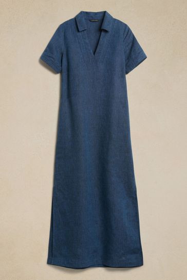 Maxi linen shirt dress hot sale