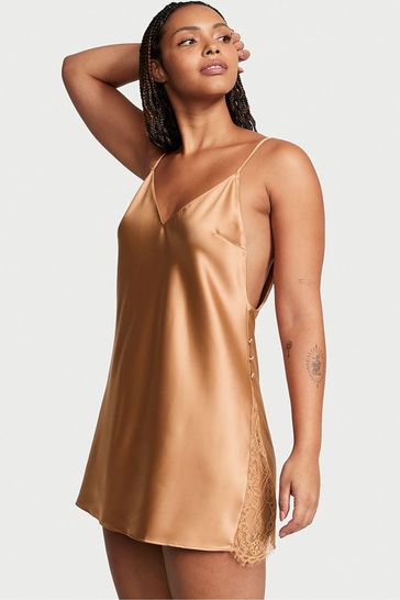 Nude satin slip outlet dress