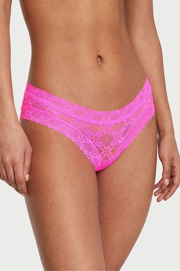 Victoria's Secret Neon Princess Pink Festival Lace Cheeky Knickers