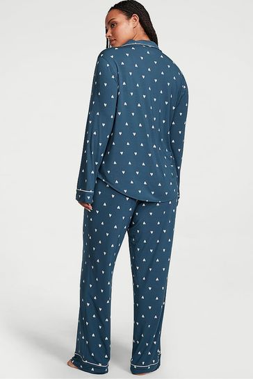 Victoria's Secret Midnight Sea Blue Hearts Modal Long Pyjamas