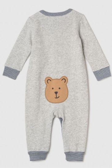 Gap Grey Cozy Bear Baby Long Sleeve Sleepsuit